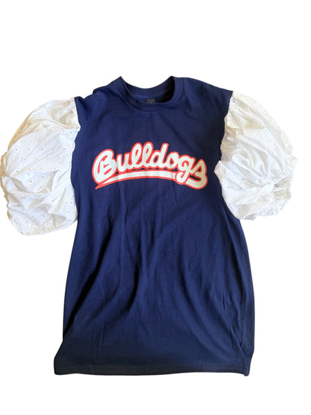 Fresno State Navy Colorblock Puff (Comes in off Shoulder or T-Shirt Puff)