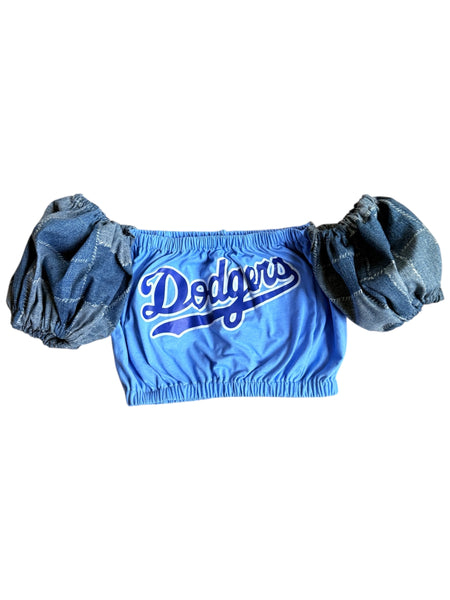 Baby Blue Dodgers Denim Puff (Choose between a T Shirt Puff or Off Shoulder)