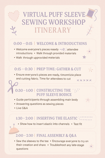 Puff Sleeve- VIRTUAL SEWING WORKSHOP