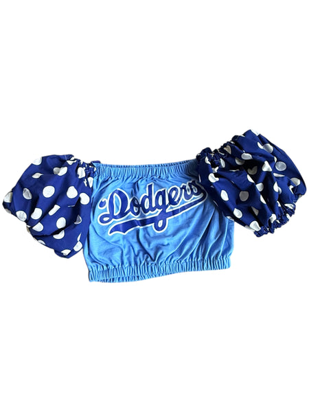 Baby Blue Dodgers Polka Dot Puff (Choose between a T Shirt Puff or Off Shoulder)