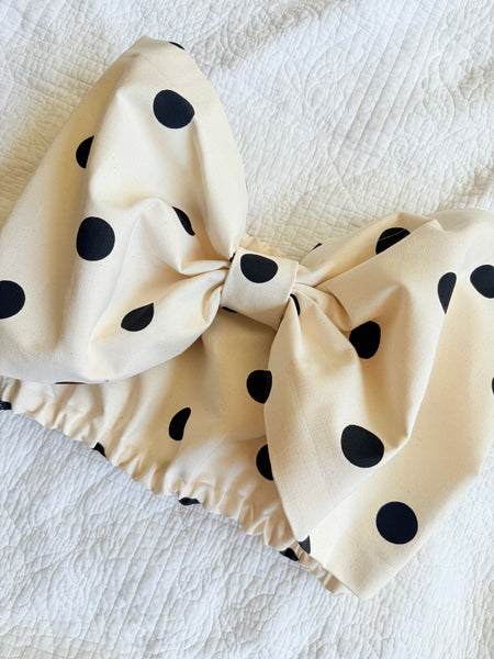 Ivory Polka Dot Viviana Bow Top