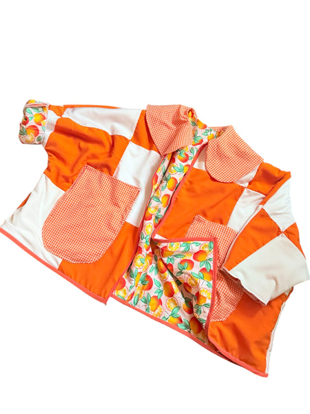 Orange Checkerboard Quilted coat