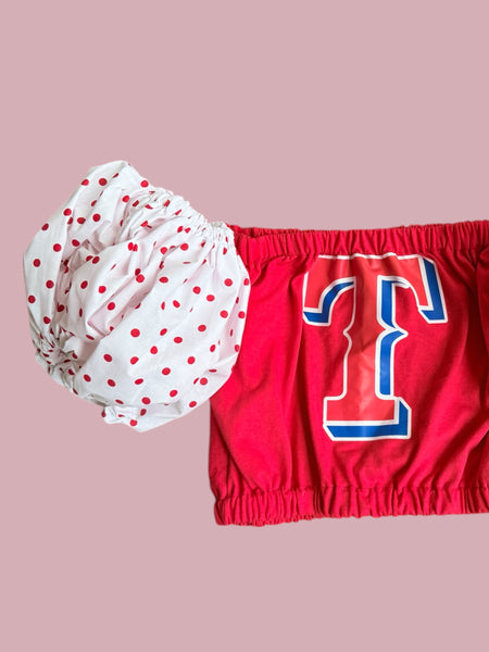 Texas Rangers Polka Dot Puff (Choose between a T Shirt Puff or Off Shoulder)