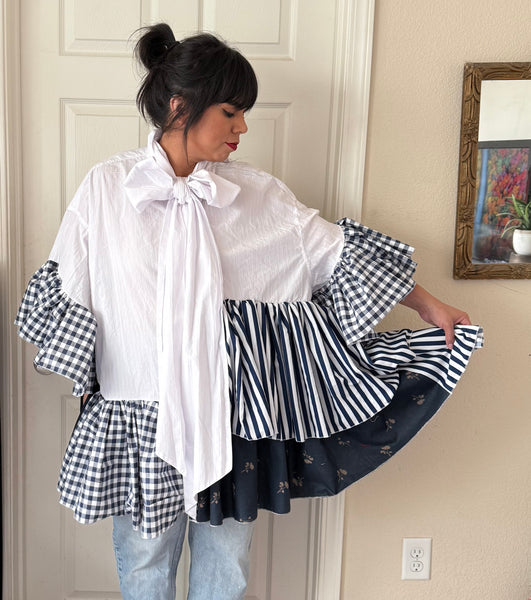 Navy Bow and Blues Ruffled Dress/Tunic
