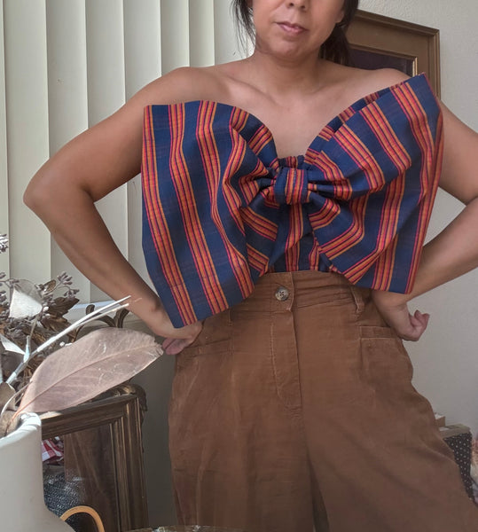 Primary Striped Viviana Bow Top