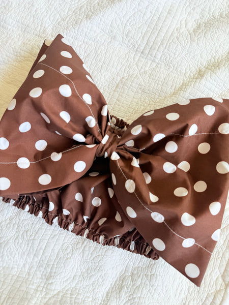 Brown Polka Dot Viviana Bow Top