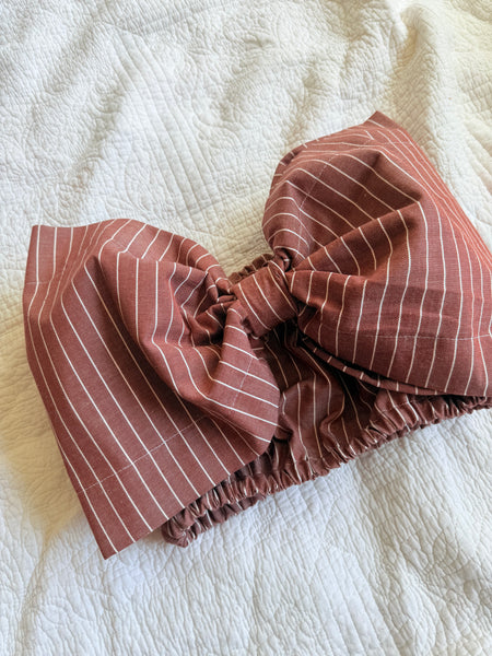 Light Chocolate Striped Vivianna Bow Top