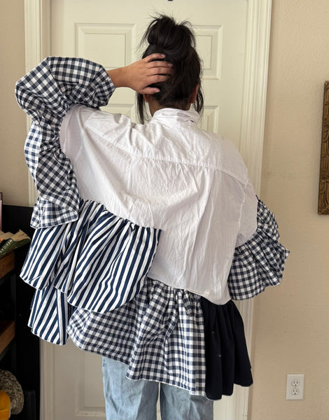 Navy Bow and Blues Ruffled Dress/Tunic