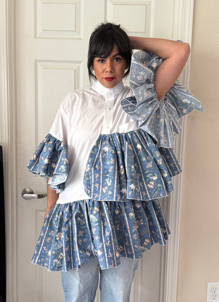 Vintage Floral Ruffled Dress/Tunic