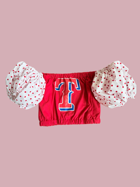 Texas Rangers Polka Dot Puff (Choose between a T Shirt Puff or Off Shoulder)