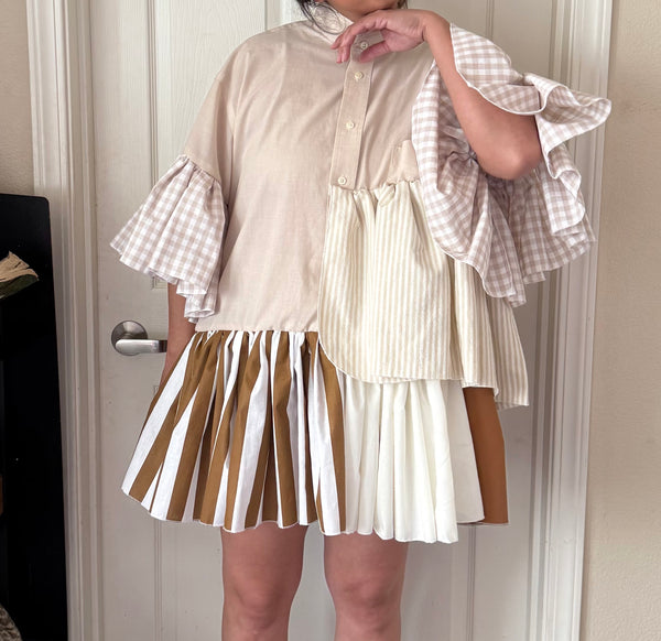 Safari Neutral Ruffled Dress/Tunic