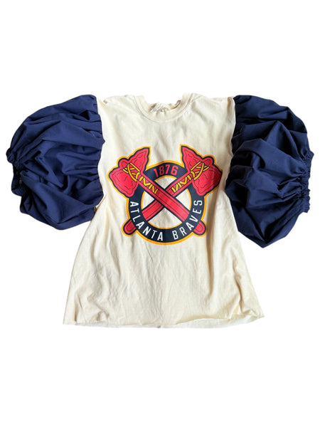 Atlanta Braves red Gingham Puff (Choose between a T Shirt Puff or Off Shoulder)