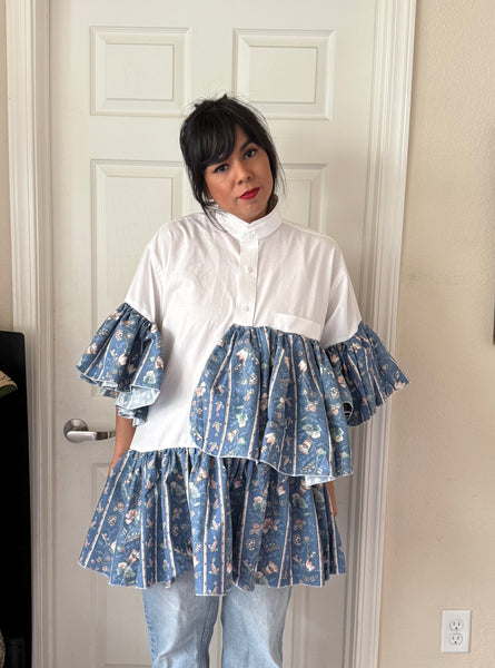 Vintage Floral Ruffled Dress/Tunic