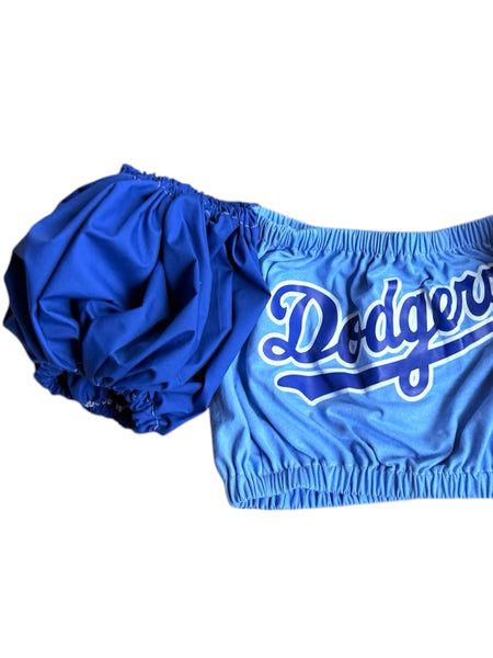 Baby Blue Dodgers Color block Puff (Choose between a T Shirt Puff or Off Shoulder)