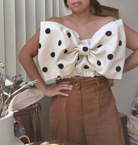 Ivory Polka Dot Viviana Bow Top