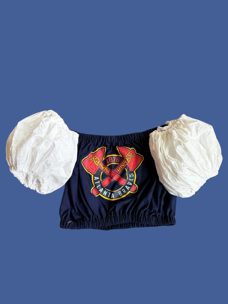 Atlanta Braves White Eyelit Puff (Choose between a T Shirt Puff or Off Shoulder)